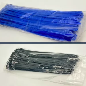 cables ties large x 100 - black & blue in plastic bag